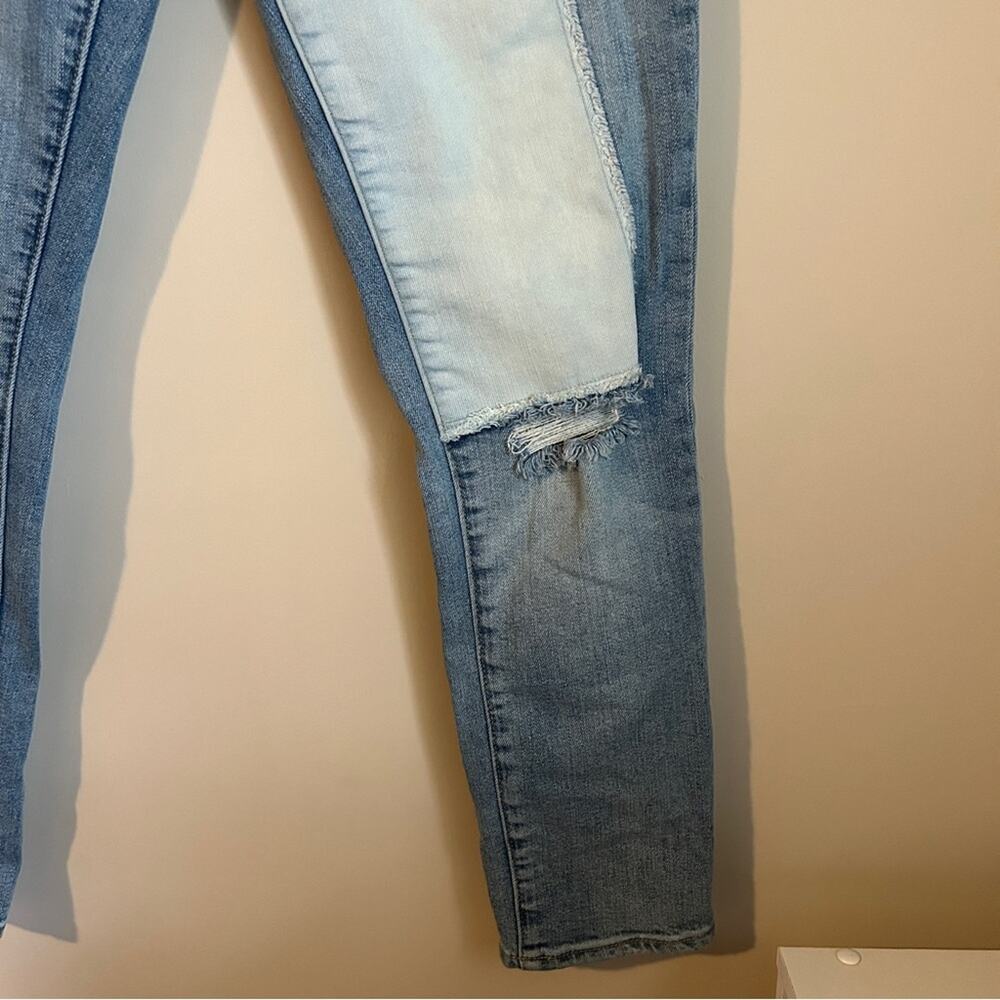 GAP Light Wash Distressed Rips Patchwork Mid-Rise… - image 4